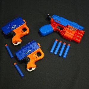 Nerf Blaster Trio - Blue/Red and Blue/Orange Blasters